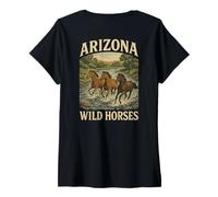 Womens Arizona Wild Horses Roaming Free Western Salt River Stallion V-Neck T-Shirt