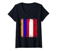 Women's Armenia Austria Flag | Armenian Austrian Roots V-Neck T-Shirt