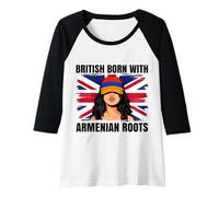 Womens Armenian Roots British Born Girl Pride Armenia Heritage Raglan Baseball Tee