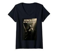 Womens Armor Up You are Battle-Ready Christian Design Ephesians 613 V-Neck T-Shirt