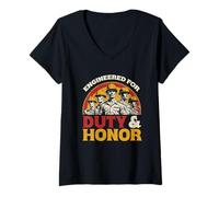 Womens Army Engineer Engineered for Duty & Honor V-Neck T-Shirt