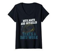 Womens Army Engineer Mud Math and Miracles V-Neck T-Shirt