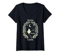 Women's Arrive Waddle Leave Funny Penguin Pun V-Neck T-Shirt
