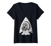 Women's Arrowhead Hunter Indian Chief Hunting Native American Men V-Neck T-Shirt