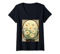 Women's Art Nouveau Daisy Dreams V-Neck T-Shirt
