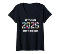 Women's Artemis 2 Back to The Moon 2026 Future Astronaut Kids Space V-Neck T-Shirt