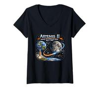 Women's Artemis 2 Journey Around the Moon and Back 2026 V-Neck T-Shirt