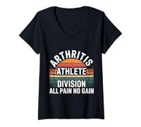 Womens Arthritis Athlete Division All Pain No Gain - V-Neck T-Shirt