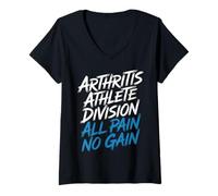 Womens Arthritis Athlete Division All Pain No Gain - V-Neck T-Shirt