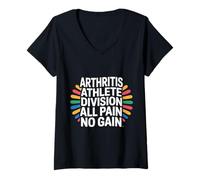 Womens Arthritis Athlete Division All Pain No Gain - V-Neck T-Shirt