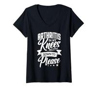 Women's Arthritis in My Knees But Still Down to Please V-Neck T-Shirt
