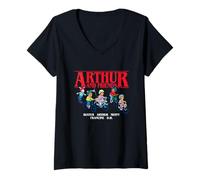 Women's Arthur Friends on Bikes Group Pose Cartoon V-Neck T-Shirt