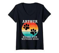 Womens Arthur Home for Wayward Dogs Family Name V-Neck T-Shirt