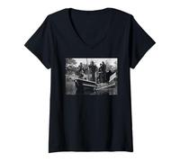 Womens Arthur Lowe Captain Mainwaring & Co Dad's Army 1975 V-Neck T-Shirt