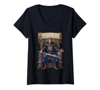 Women's Arthur Rex Britannorum King Arthur Throne Graphic V-Neck T-Shirt
