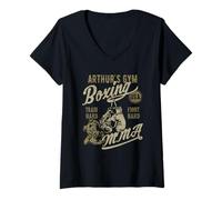 Womens Arthur's Gym Boxing MMA Retro Design for The Name Arthur V-Neck T-Shirt