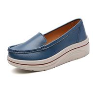 Women's Artificial Leather Casual Comfortable Soft Loafer Retro Ladies Comfort Slip-On Fashion Boat Shoes Classic Flat Block for Running Travel Work Street Wedding Party Night Club