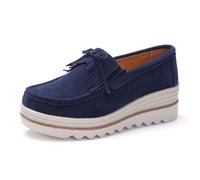 Women's Artificial Leather Casual Comfortable Soft Loafer Retro Ladies Comfort Slip-On Fashion Boat Shoes Classic Flat Block for Running Travel Work Street Wedding Party Night Club