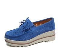 Women's Artificial Leather Casual Comfortable Soft Loafer Retro Ladies Comfort Slip-On Fashion Boat Shoes Classic Flat Block for Running Travel Work Street Wedding Party Night Club