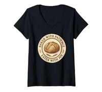 Women's Artisan Bread Baking, Baked with Patience Sourdough Lover V-Neck T-Shirt