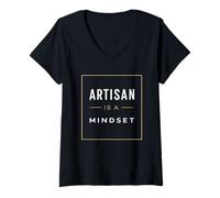 Women's Artisan is A Mindset Sourdough Baker Typography V-Neck T-Shirt
