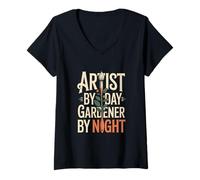 Women's Artist By Day Gardener By Night Creative Hobby V-Neck T-Shirt