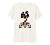 Womens Artistic Bird and Open Book Black Creative Month Premium T-Shirt
