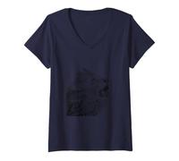 Womens Artistic Lion Head Majestic Wild Animal Art V-Neck T-Shirt