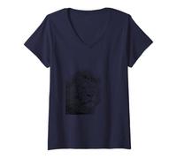 Womens Artistic Lion Head Majestic Wild Animal Art V-Neck T-Shirt