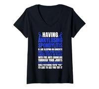 Womens AS Awareness Funny Ankylosing Spondylitis Warrior V-Neck T-Shirt