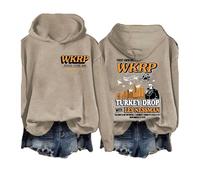 Women's As God Is My Witness Hoodie, I Thought Turkeys Could Fly Print Casual Sweatshirt Wkrp Hoodie for Thanksgiving (UK, Alpha, M, Regular, Regular, Apricot)