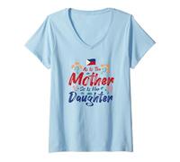 Womens As Is The Mother So Is Her Daughter - Philippines Daughter V-Neck T-Shirt