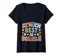 Womens As Much Rest As Possible Sleep Lazy Priorities V-Neck T-Shirt