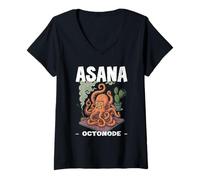 Womens ASANA OCTONODE Funny Yoga Yogi Octopus Having Hard time V-Neck T-Shirt