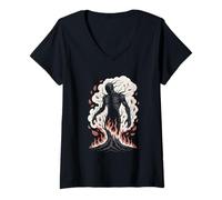 Womens Ash Tree Forest Reaper Fairycore Grunge Spirit V-Neck T-Shirt
