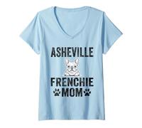 Womens Asheville Frenchie Mom Shirt French Bulldog Dog Coffee Lover V-Neck T-Shirt