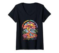 Women's Asian American Pacific Islander Heritage Month Colorful Tree V-Neck T-Shirt