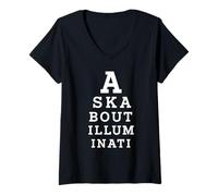 Womens Ask About Illuminati Eye Test Parody Conspiracy Theory V-Neck T-Shirt