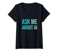 Womens Ask Me About AI Tech Nerd Artificial Intelligence V-Neck T-Shirt