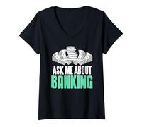 Womens Ask Me About Banking Finance Hustle Money Talk V-Neck T-Shirt