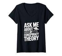 Women's Ask Me About My Conspiracy Theory UFO Lover V-Neck T-Shirt