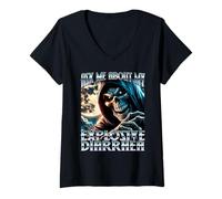 Women's Ask ME About My Explosive Diarrhea Evil Skeleton Meme Cringe V-Neck T-Shirt