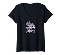 Women's Ask Me About My Lashes Beauty Makeup Quote V-Neck T-Shirt