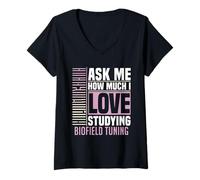 Womens Ask Me About Studying Biofield Tuning Energy Healing V-Neck T-Shirt