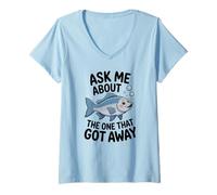 Womens Ask Me About The One That Got Away - Funny Fishing Humour V-Neck T-Shirt