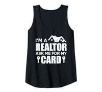 Womens Ask me for My Card Real Estate Agent Funny Realtor Tank Top