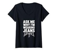 Women's Ask Me Why I'm Wearing Jeans V-Neck T-Shirt