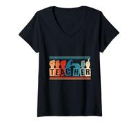 Womens ASL Interpreter Sign Language Teacher V-Neck T-Shirt