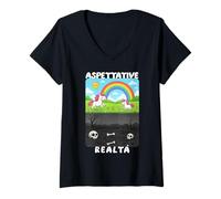 Womens Aspettative vs Realtà, quando Tutto va a finire Male v1 IT V-Neck T-Shirt