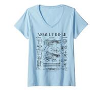 Womens Assault Rifle Vintage Gun Military Weapon Firearm Patent V-Neck T-Shirt